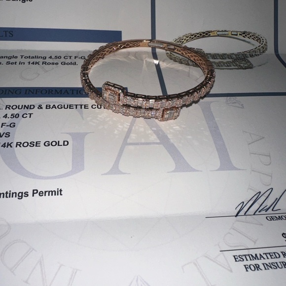 Custom Diamond Bangle Totaling 4.50 CT F-G Color - Picture 5 of 5